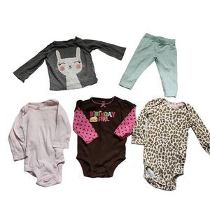 Baby Girl Sz 12M Lot of 5 Pajamas Top & Bottom